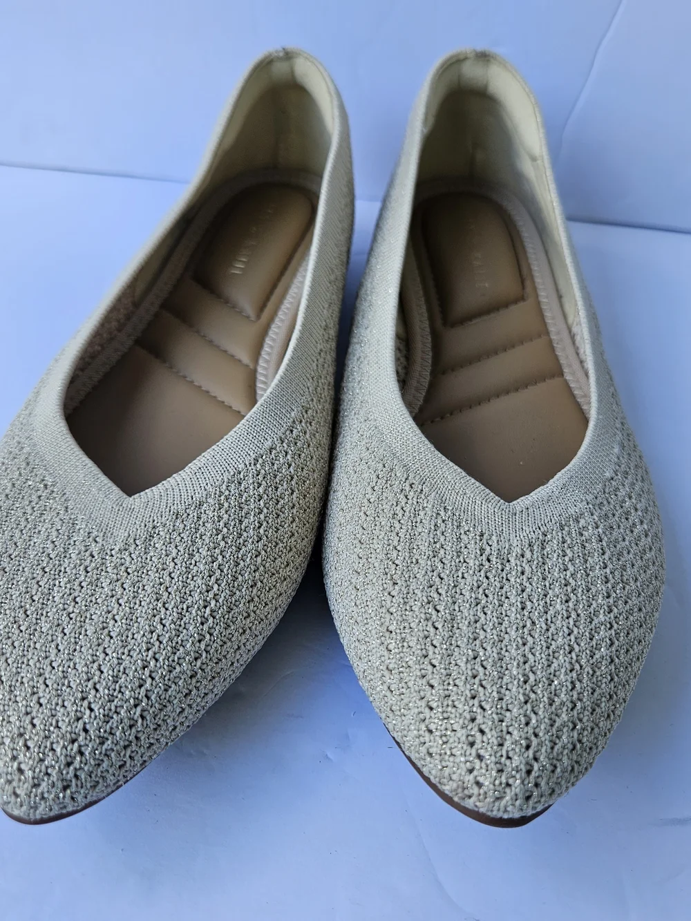 Kelly & Katie Womens Knit Pointed-Toe Ballet Flats in Beige